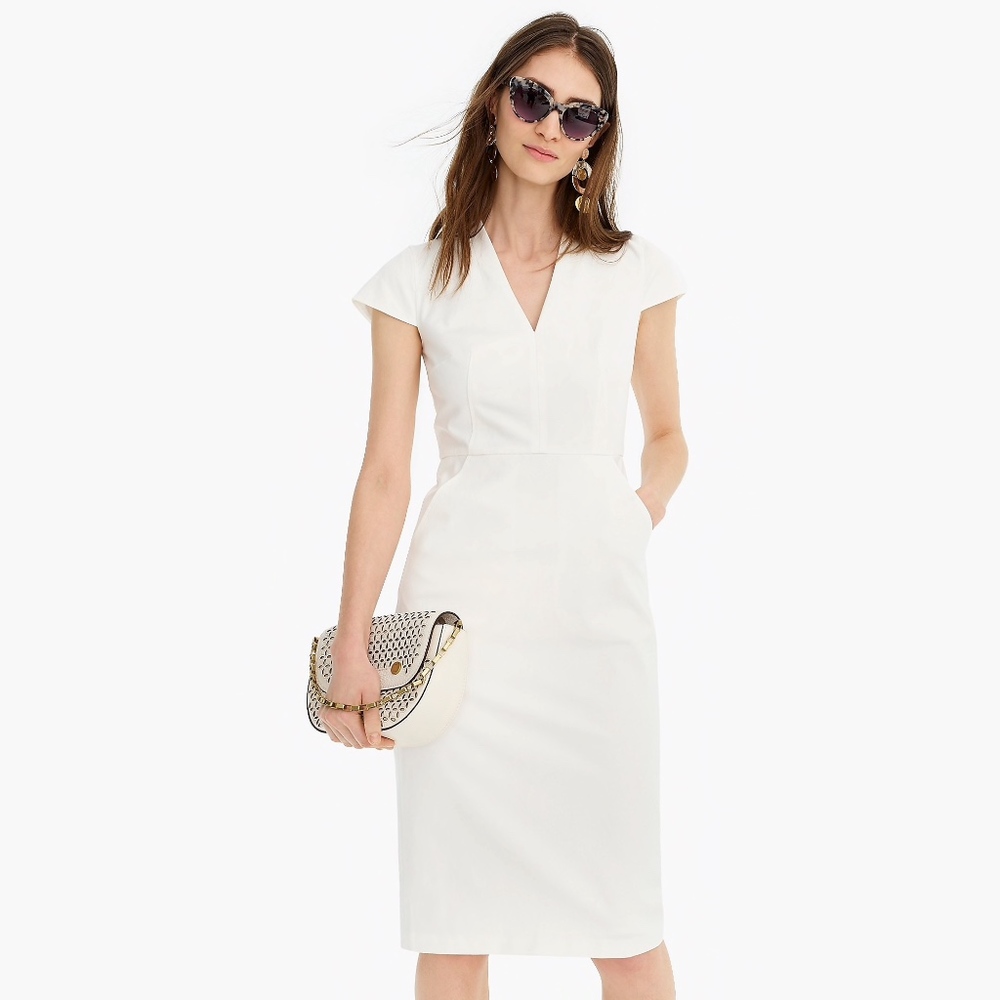 NEW/UNWORN: J. Crew White V-neck Sheath Dress (0)